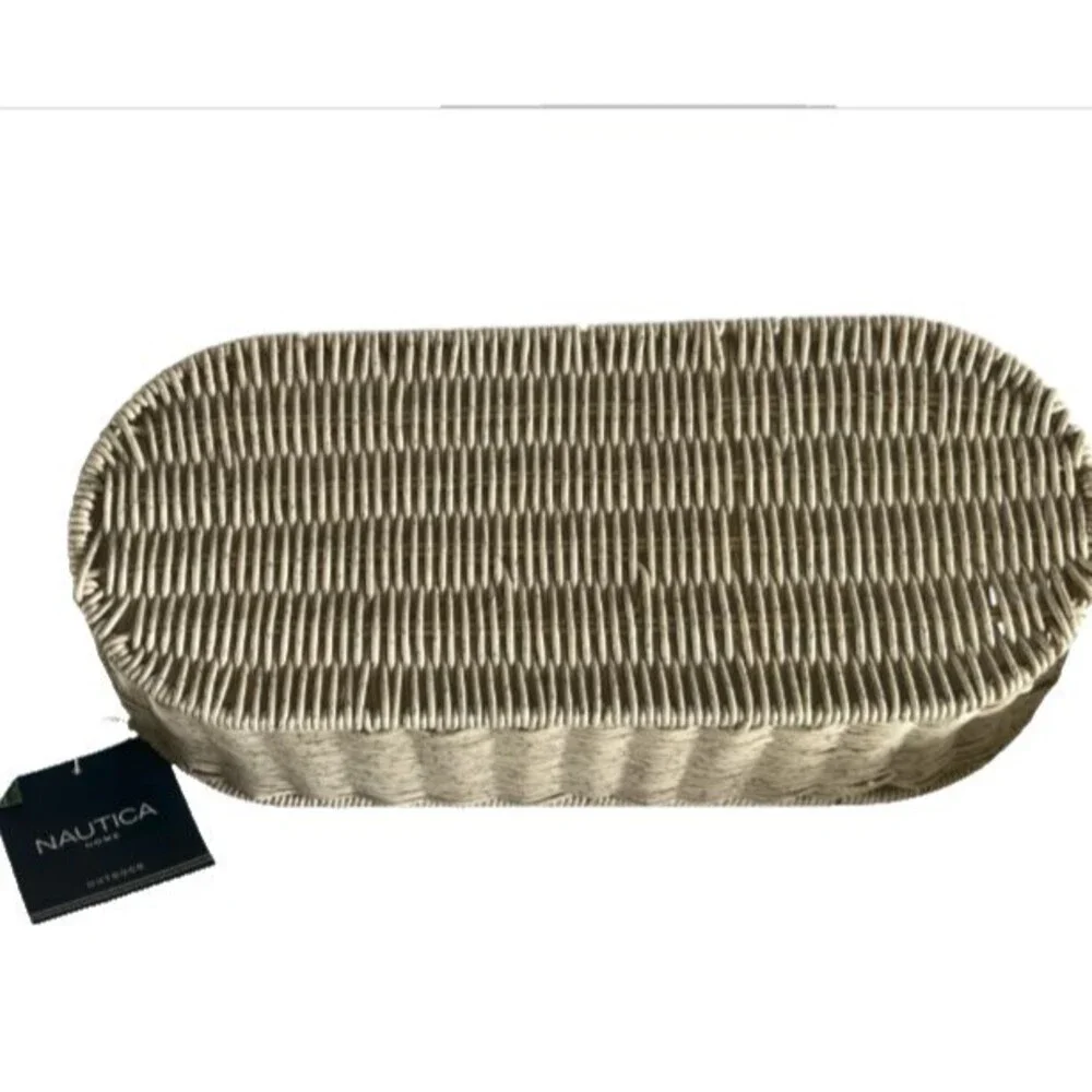 Nautica Woven Faux Wicker Off White Indoor Outdoor Basket Oval 15